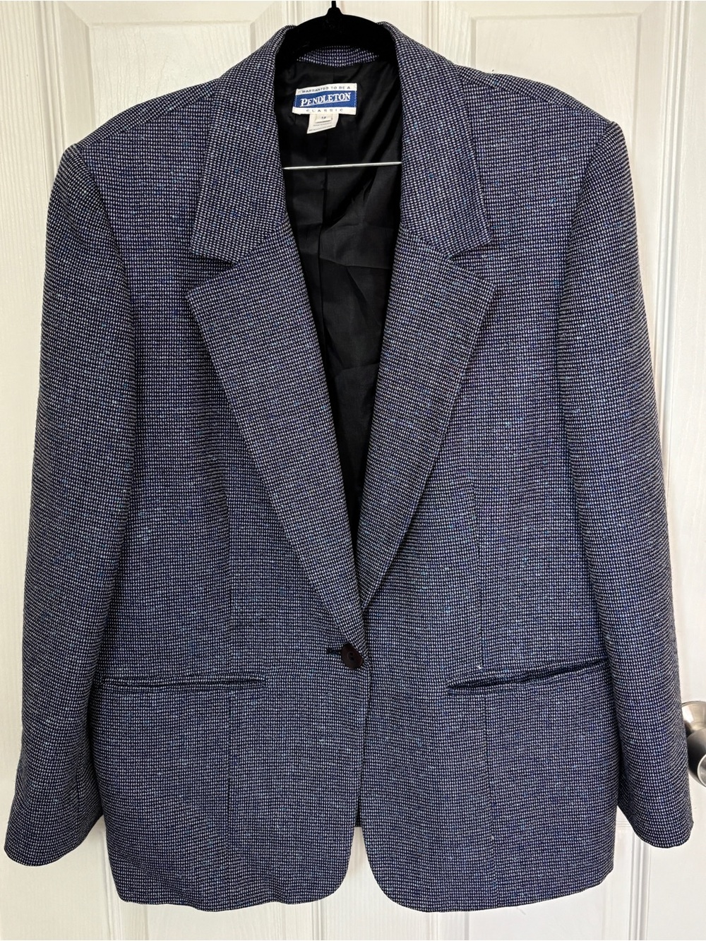 Pendleton Vintage Wool Blend Tweed Blazer Mixed Blue Material